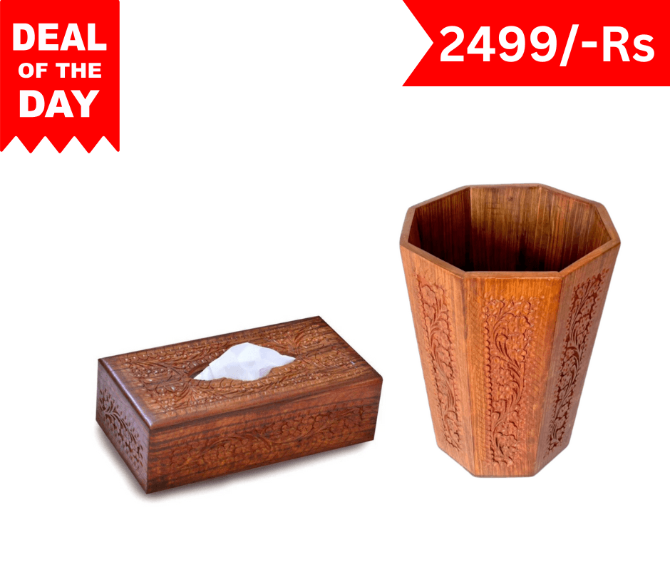 Wooden Dustbin with Tissue Box - wcspk
