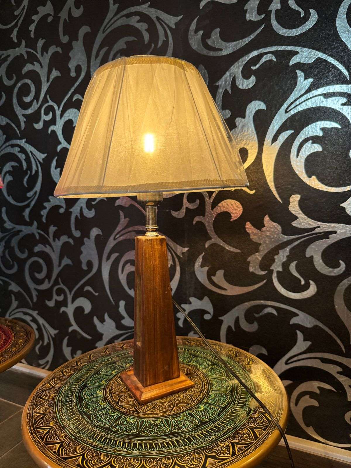 pure wooden lamps pair