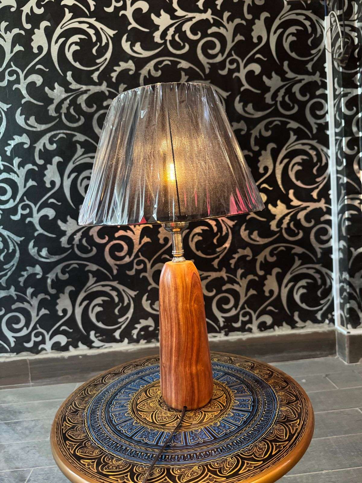 pure wooden lamps pair